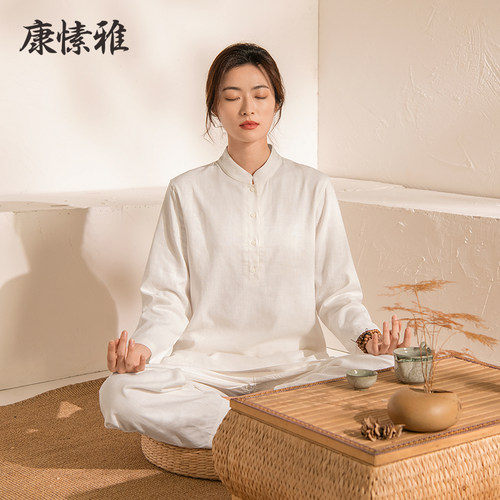 康愫雅仙气棉麻瑜伽服秋冬禅修服女两件套套装新款禅意居士服长袖 - 封面