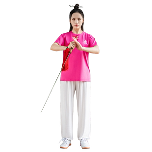 康愫雅太极服套装女2026新款短袖T恤上衣武术表演服太极拳练功服