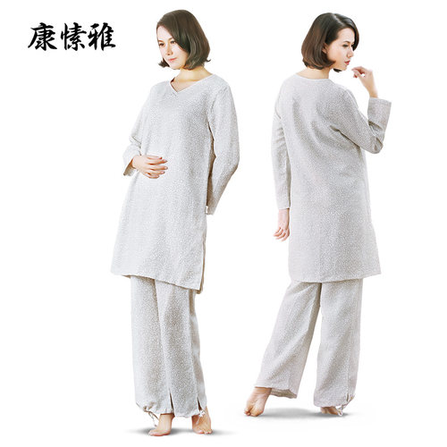 康愫雅棉麻禅修服套装长袖中长款