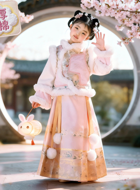 女童马面裙套装国风古装公主裙子冬季2025新款儿童格格服汉服冬款
