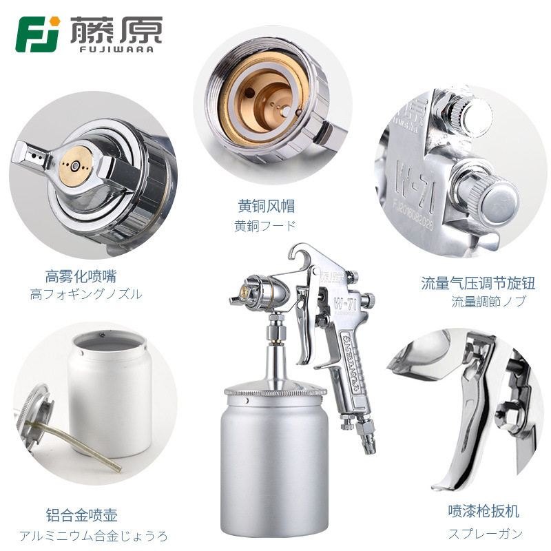 藤原专业级气动喷漆枪汽车钣金高雾化精细家具木器油漆喷漆工具