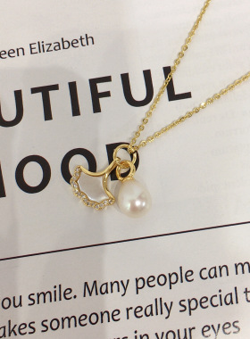 诸暨源产地天然淡水珍珠吊坠银杏叶天然海贝贝母珍珠吊坠首饰