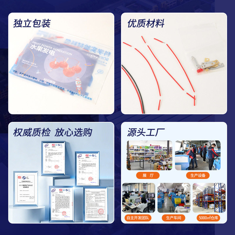 水果发电实验材料包小学生幼儿园科学实验小发明科技diy手工教具