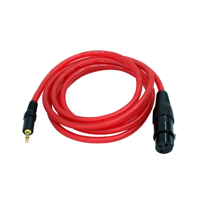 电容麦克风动圈小奶瓶话筒线单卡线专用转3.5mm卡侬线声卡连接线