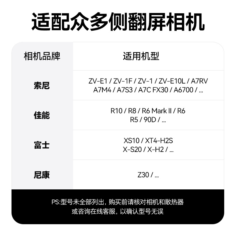 沣标Cr02F直播相机散热器RP A7M4 A7C ZVE10  FX30 r5相机风扇厂