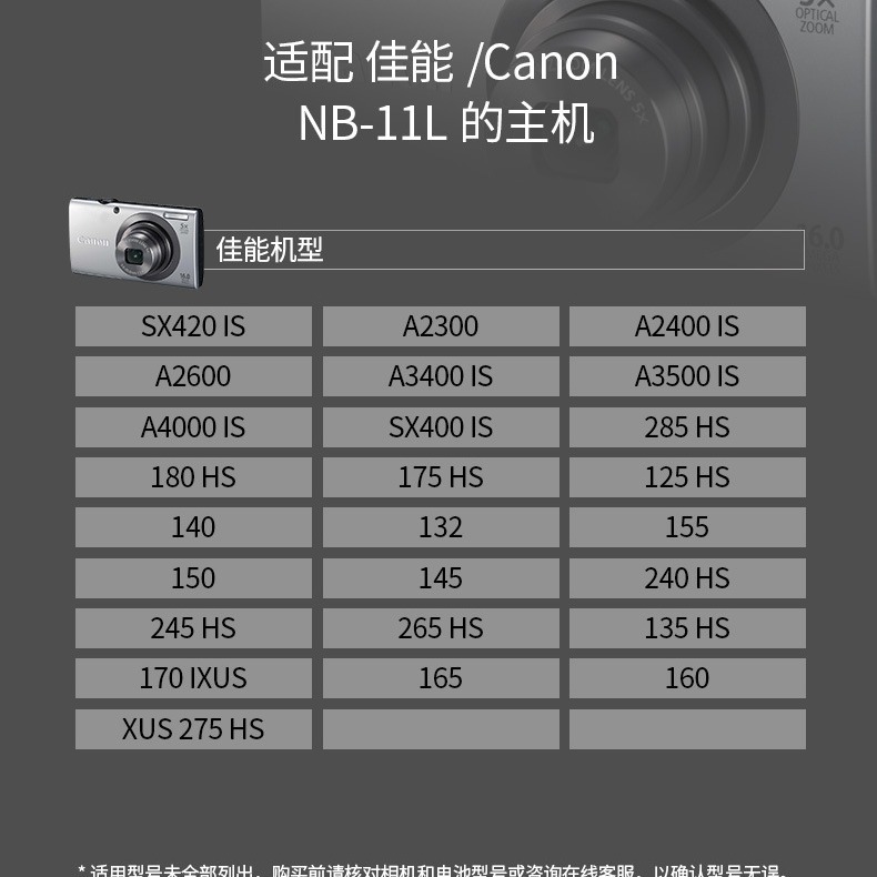 沣标适用佳能 NB-11L数码相机电池IXUS165 IXUS285 IXUS175 SX420