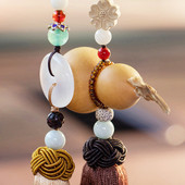 汽车挂件创意款 饰汽车内饰用品 男女士天然葫芦祈福保平安后视镜装