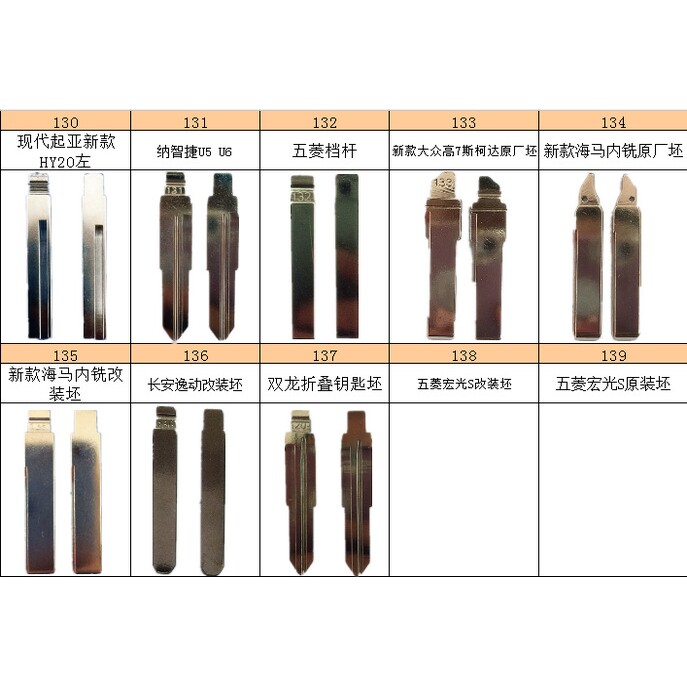 汽车折叠遥控钥匙胚坯头常规胚A卡位【原装或者边卡】121-150号