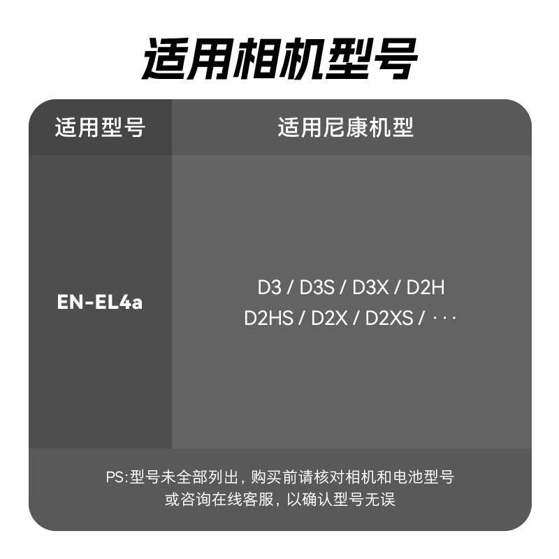 沣标EN-EL4a电池适用尼康相机D3X D3S D3 D2 D2H单反D2Hs D2X电池