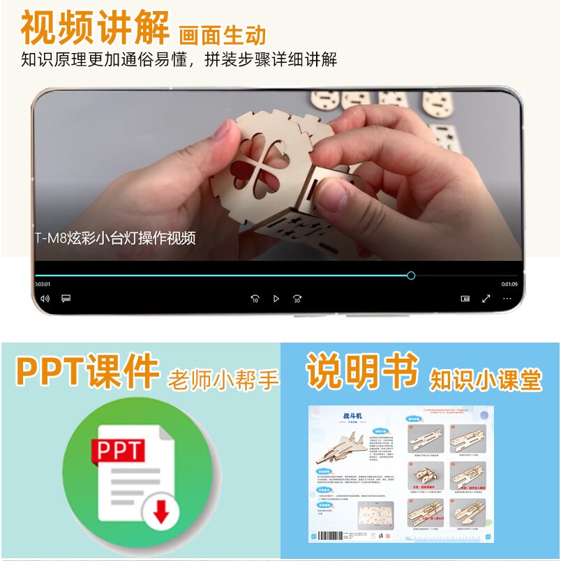 木质DIY 战斗机拼装模型儿童科技小制作 小学生手工航模科教材料