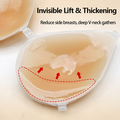 silicone bra跨境硅胶胸贴加厚聚拢隐形上托防走光贴大胸用防下垂
