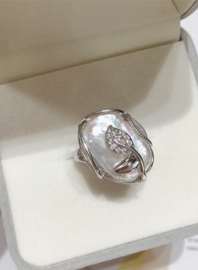 天然珍珠戒指异形珠炫彩紫巴洛克戒指时尚个性18K注金保色指环