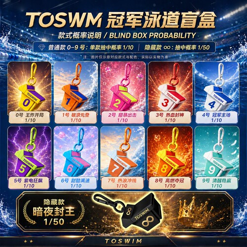TOSWIM冠军泳道盲盒背包挂件挂饰