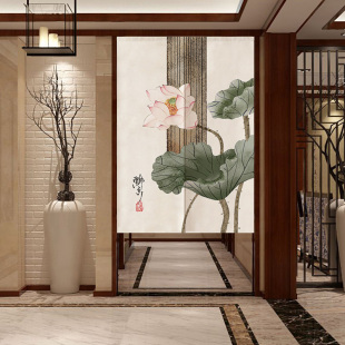 四季 饰棉门帘 家用门帘隔断帘卧室厨房卫生间中式 魔术贴磁铁自吸装