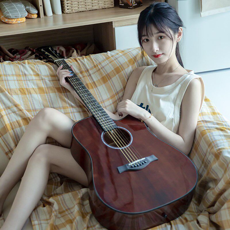 雅馬哈音效41寸亮光单板民谣吉他初学者女生男生专用新手学生自学