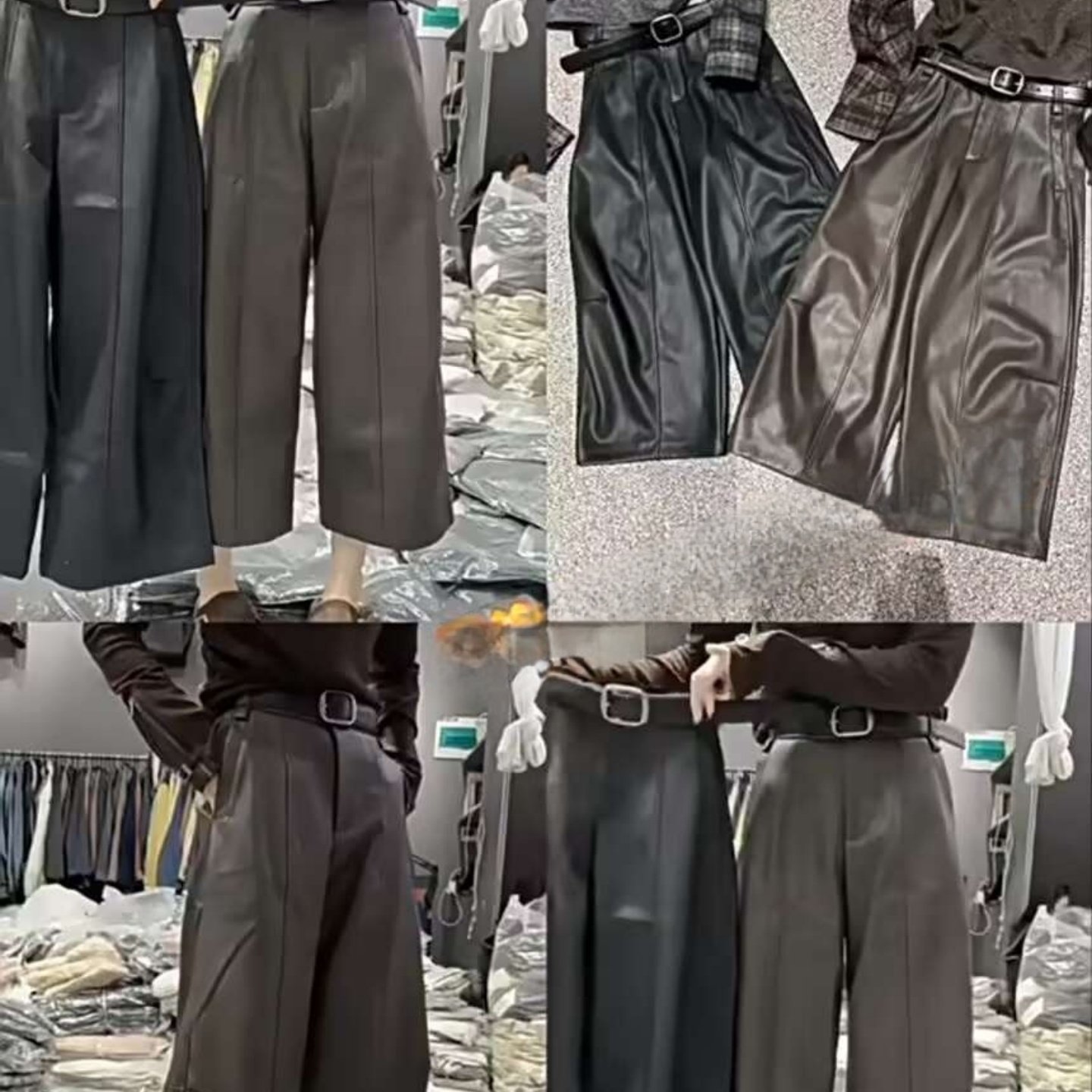 秋冬新款高腰显瘦九分直筒阔腿裤女时尚气质百搭洋气加绒蛋白皮裤,女装/女士精品,休闲裤,淘宝优惠券,粉丝福利购,淘宝优惠卷