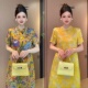 2025夏季 气质高级感新中式 人丝提花复古A字国风旗袍裙连衣裙短裙