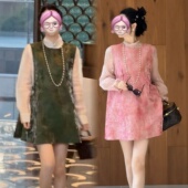 2026新中式 琉璃圆领减龄显白提花复古国风马甲连衣裙洋气时尚 裙子