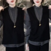 套装 衬衫 浮光精致褶皱花边领微喇长袖 早秋国风串珠盘扣丝绒马甲