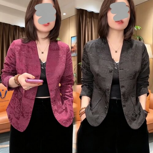 新中式国风提花气质显瘦西服外套