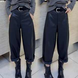 靴裤 2025秋冬季 高品质洋气百搭侧线加绒蛋白皮裤 欧货休闲时尚 新款