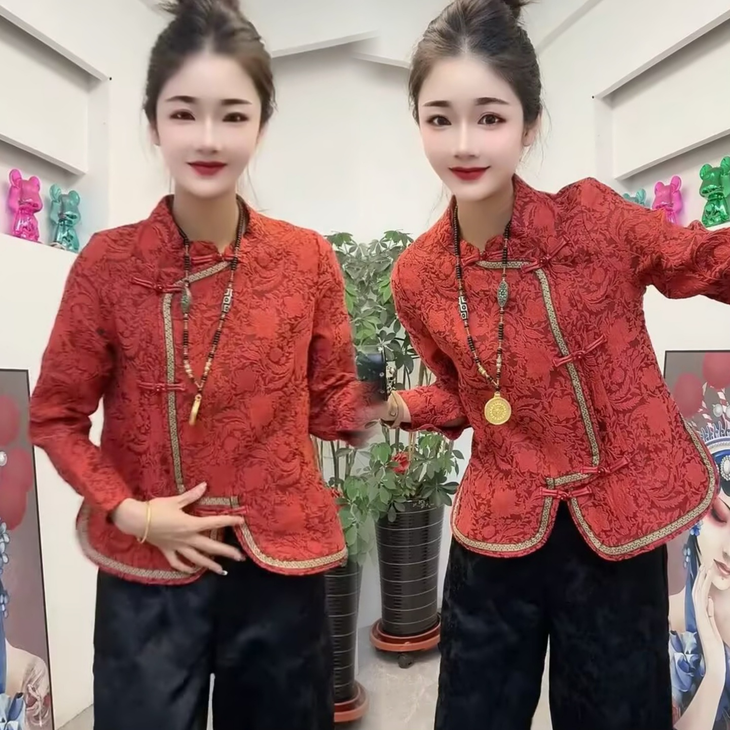 喜庆红色过年服减龄显白气质上衣