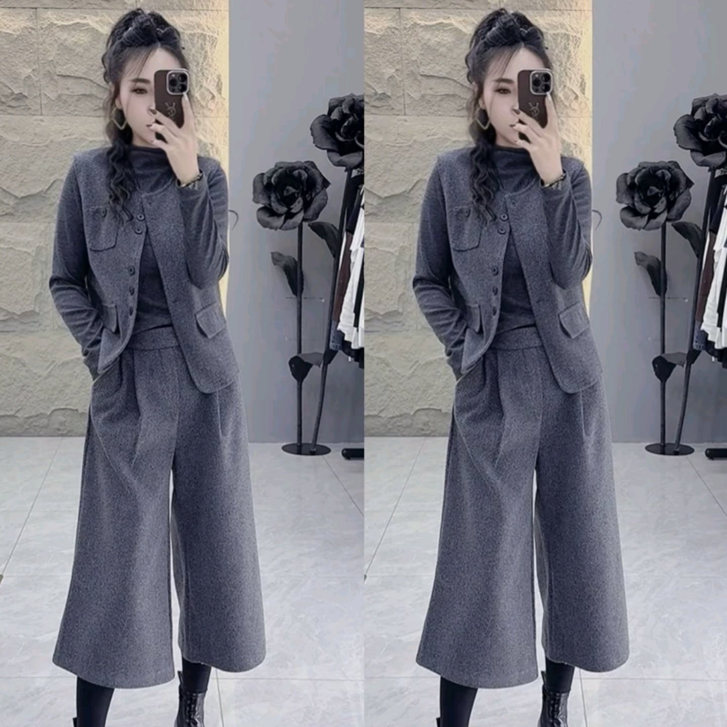 2025秋冬季新款洋气纯色气质时髦显白设计感高级灰毛呢三件套装女,女装/女士精品,时尚套装,淘宝优惠券,粉丝福利购,淘宝优惠卷
