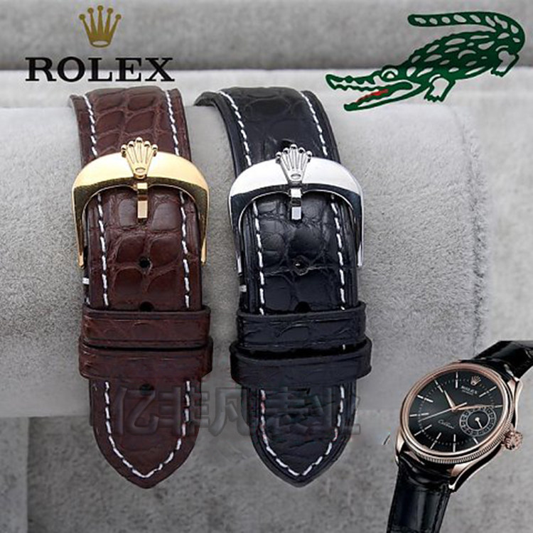 美洲圆纹鳄鱼皮代用劳力士男迪通拿潜航者真皮表带黑鬼针扣20包邮