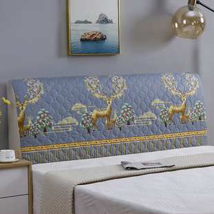 全包加厚床头套罩简约木板卡通床头罩软包弧形皮床靠背套罩防尘罩