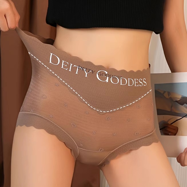 高腰无痕内裤女性感蕾丝大码胖mm收腹提臀透气三角裤2025秋冬新款