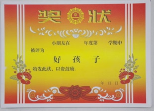 双胶纸奖状小学生幼儿奖状8K16K空白可打印好孩子幼儿园鼓励奖状