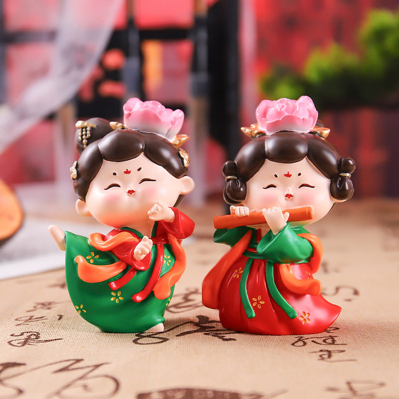创意古风唐小环仕女摆件国潮少女树脂