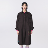 MOVEUP幻走2023冬季 女 衬衫 新款 .FUN系列纯棉多袋位绣花设计师长款