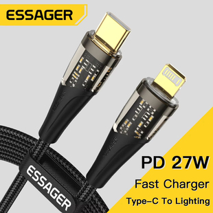 ESSAGER PD27W充电数据线快充适用iPhone 11 12 13 14Pro Max Mini lightning USB Charge Cable Wire Cord