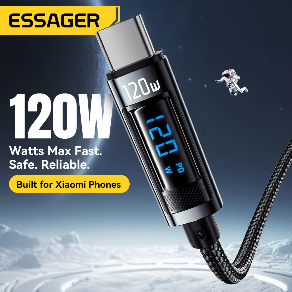 Essager 120W USB to Type C Cable Charger Cord For iPhone Samsung数显充电线适用小米华为手机超级快充