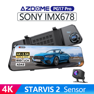 AZDOME 4K Rearview DashCam Touch Screen Mirror ADAS WiFi GPS