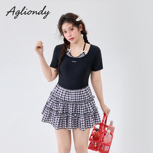 agliondy大码泳衣女泡温泉微胖女孩遮肉显瘦2026新款胖mm绝美泳衣