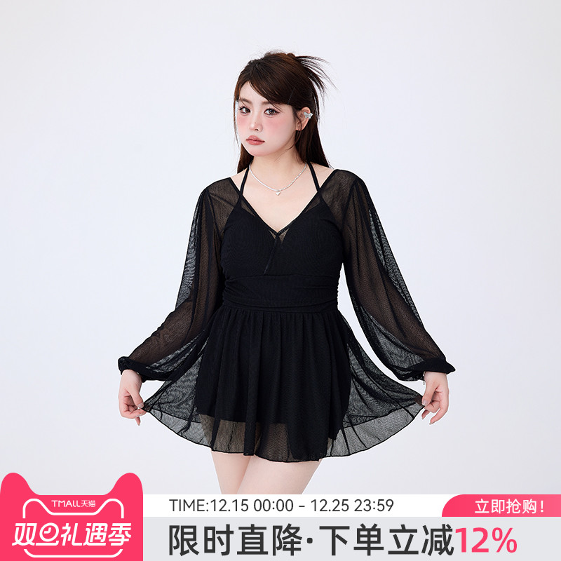 agliondy大码泳衣女2025新款微胖女孩遮肉显瘦胖mm泡温泉绝美泳衣