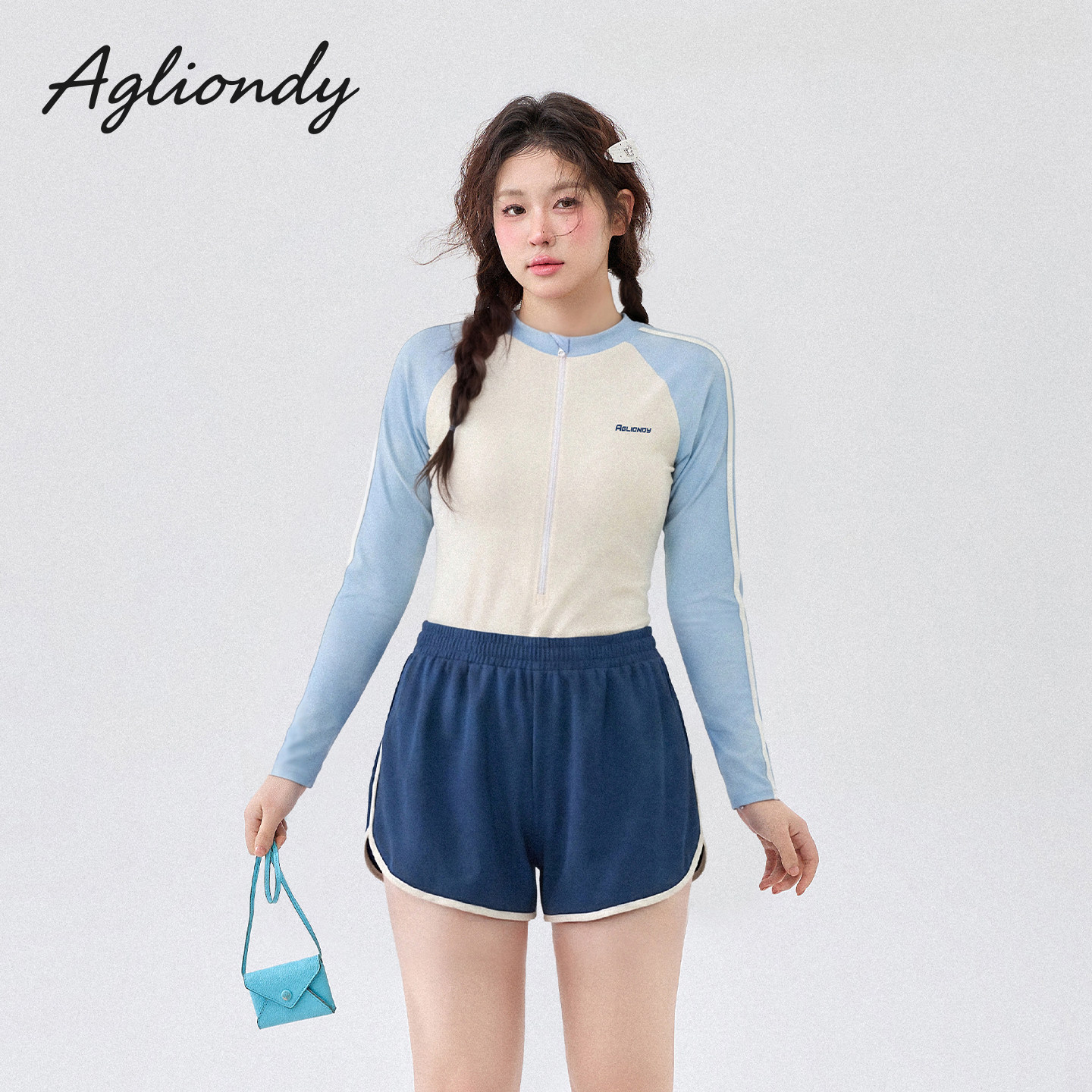 agliondy大码泳衣女胖mm运动遮肉显瘦竞速游泳馆专用2026新款泳衣图片