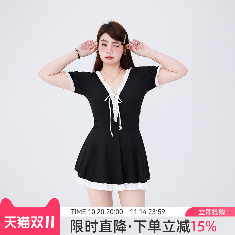 agliondy大码泳衣女泡温泉微胖遮肉2025新款度假显瘦胖mm保守泳装