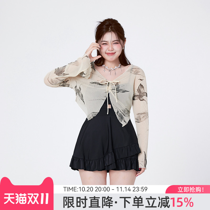 agliondy大码泳衣女微胖女孩遮肉2025新款保守显瘦胖mm泡温泉成人