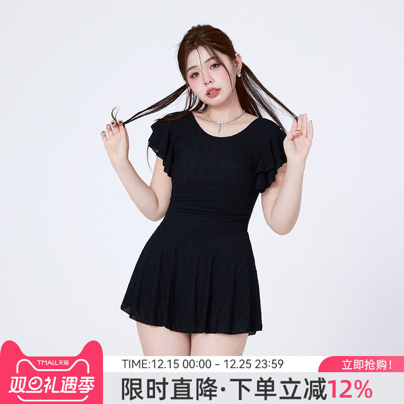 agliondy连体游泳衣女士2025新款泡温泉大码微胖女孩遮肉显瘦胖mm