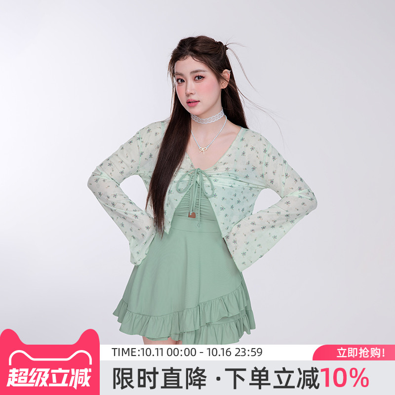 agliondy大码泳衣女款泡温泉微胖女孩遮肉显瘦胖mm度假2025年新款