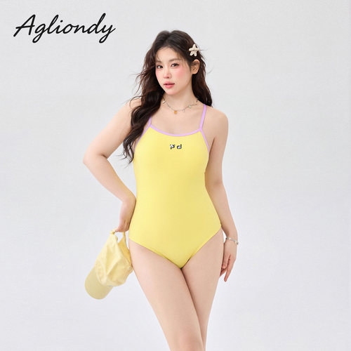 agliondy大码泳衣女专业竞速胖mm显瘦2026新款游泳馆专用连体泳衣