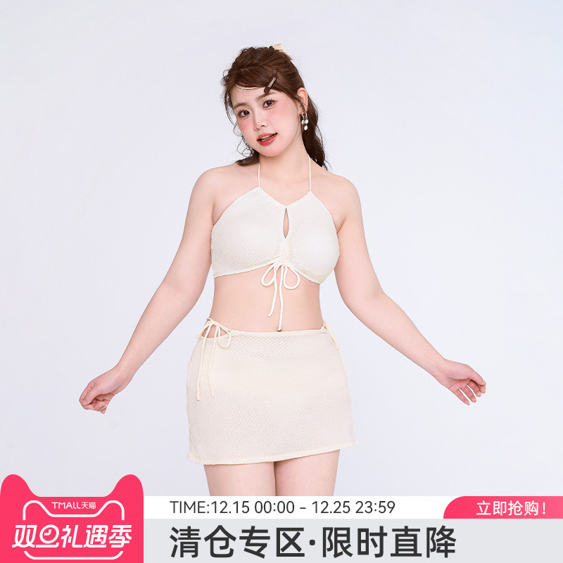 agliondy大码泳衣女微胖女孩遮肉2025新款纯欲泳装温泉度假比基尼