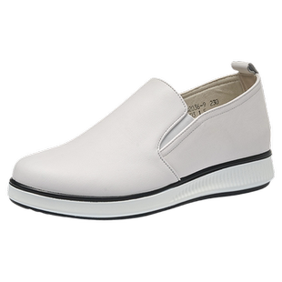 方尚头层牛皮软底新款休闲女鞋舒适软皮真皮一脚蹬护士四季小白鞋