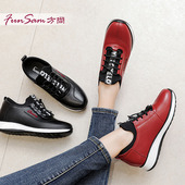 方尚真皮休闲鞋 红色妈妈女头层牛皮软底皮面运动皮鞋 女款 2024女鞋