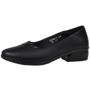 方尚妈妈四季鞋女软底春秋软皮特价女鞋断码真皮中跟皮鞋粗跟单鞋