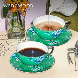 WEDGWOOD威基伍德翠玉凤凰系列骨瓷茶杯碟2杯2碟套装咖啡杯礼盒装