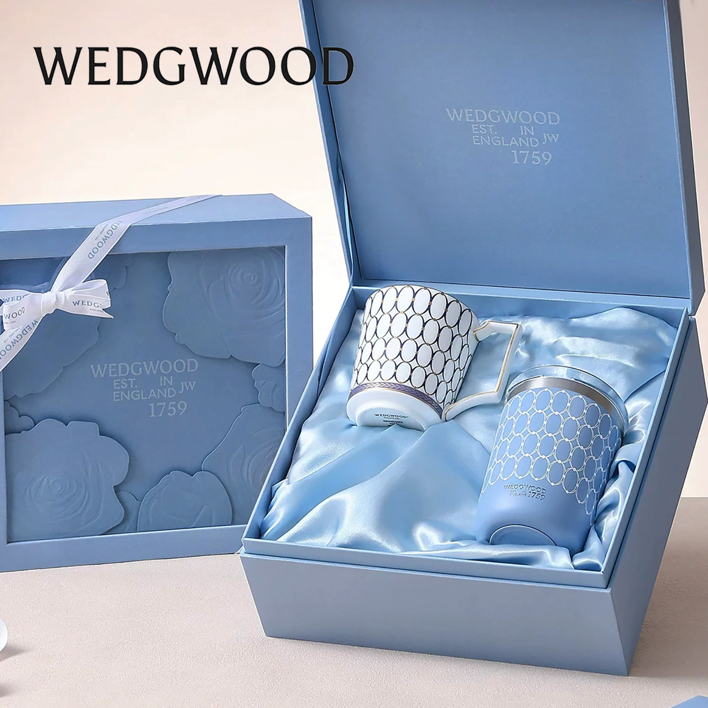 WEDGWOOD威基伍德金粉年华随行杯马克杯玫瑰礼盒保温杯咖啡杯送礼